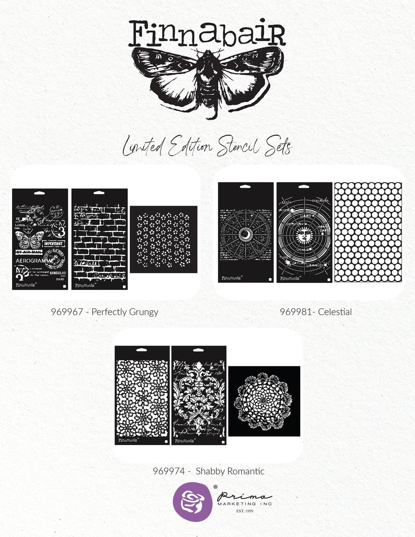 Decor Stencil Set - Perfectly Grungy | 3 pc set | Finnabair | Redesign with Prima