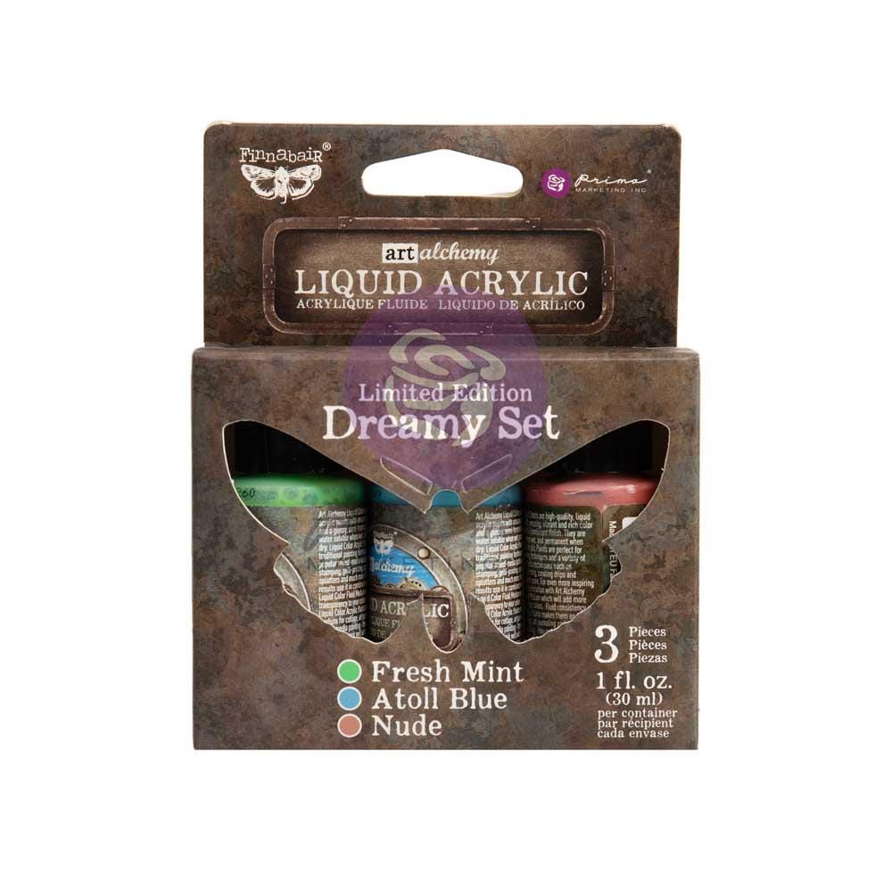Liquid Acrylic Paint Set - Dreamy | Finnabair | 3 bottles, 1 fl oz, 30ml each | Redesign with Prima