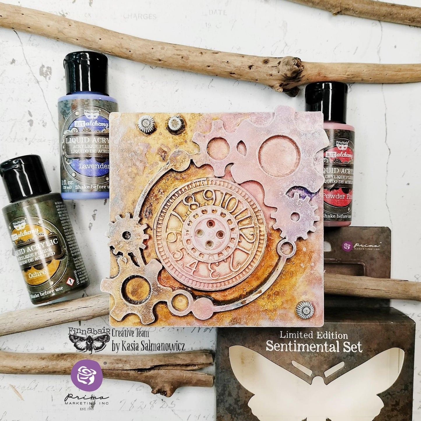 Liquid Acrylic Paint Set - Sentimental | 3 bottles, 30 ml each | Finnabair | Redesign with Prima