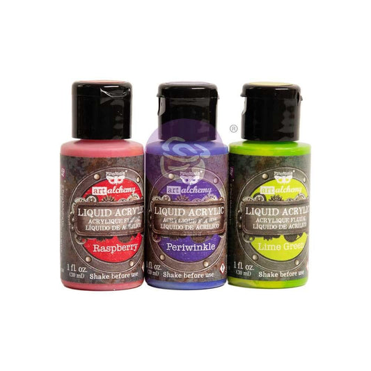 Liquid Acrylic Paint Set - Juicy | 3 bottles, 30mL each | Finnabair | Redesign with Prima