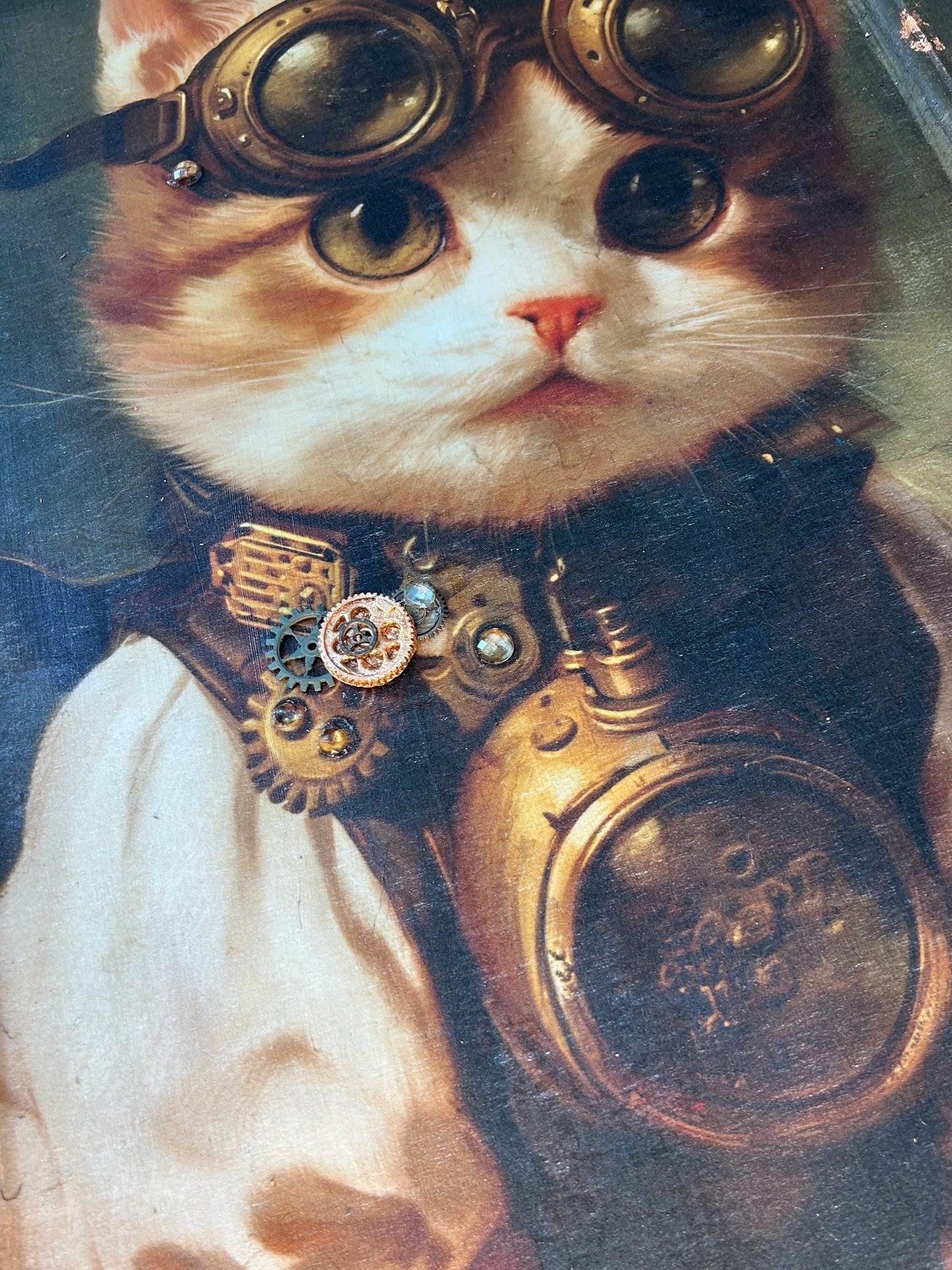 A1 Decoupage Fiber - Clockwork Kitty | 23.4”x33.1” | Steampunk | Redesign with Prima