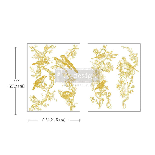Middy Decor Transfers® - Golden Serenade Foil | Kacha | 2 sheets, 8.5”x11” | Redesign with Prima