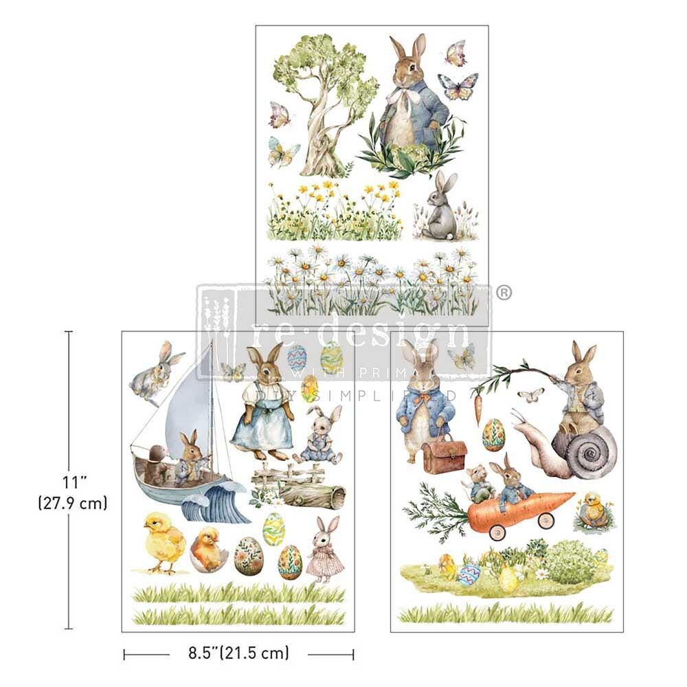Middy Decor Transfers® - Bunny Trail Tales | 3 sheets, 8.5 x 11” | Redesign with Prima