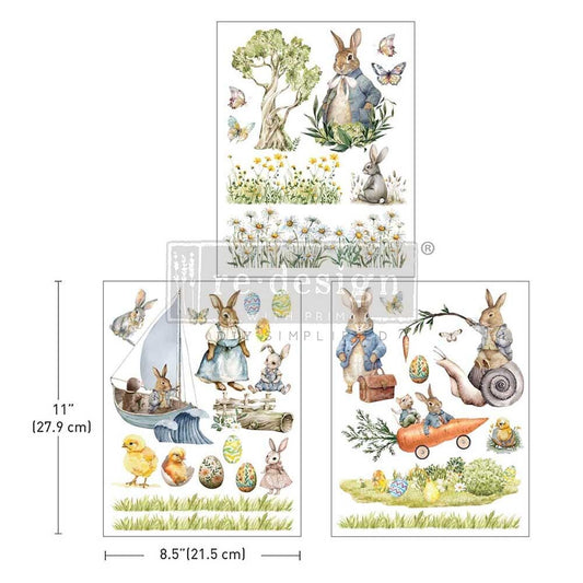 Middy Decor Transfers® - Bunny Trail Tales | 3 sheets, 8.5 x 11” | Redesign with Prima