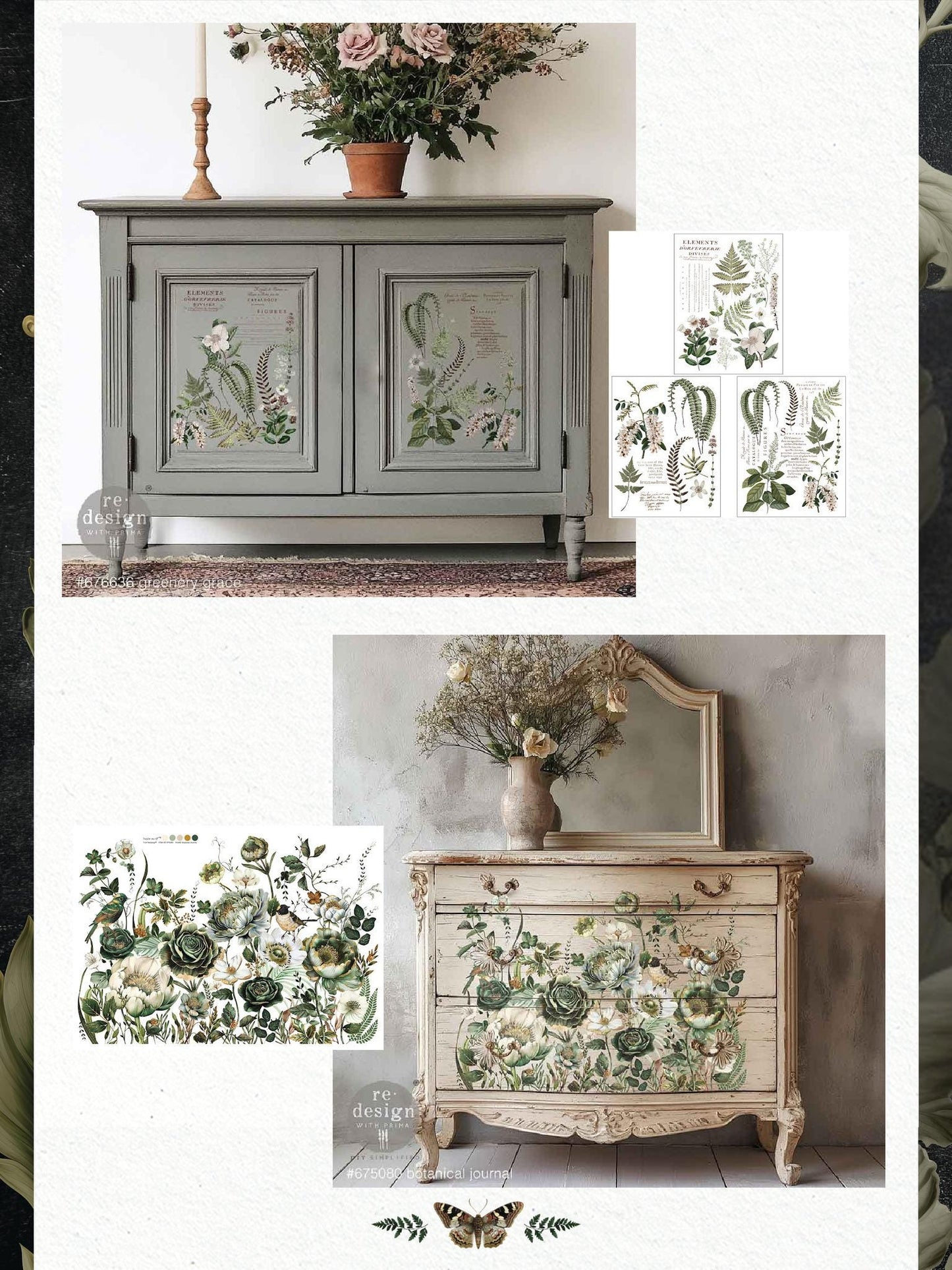 Middy Decor Transfers® - Greenery Grace  | 3 sheets, 8.5 x 11” | Redesign with Prima