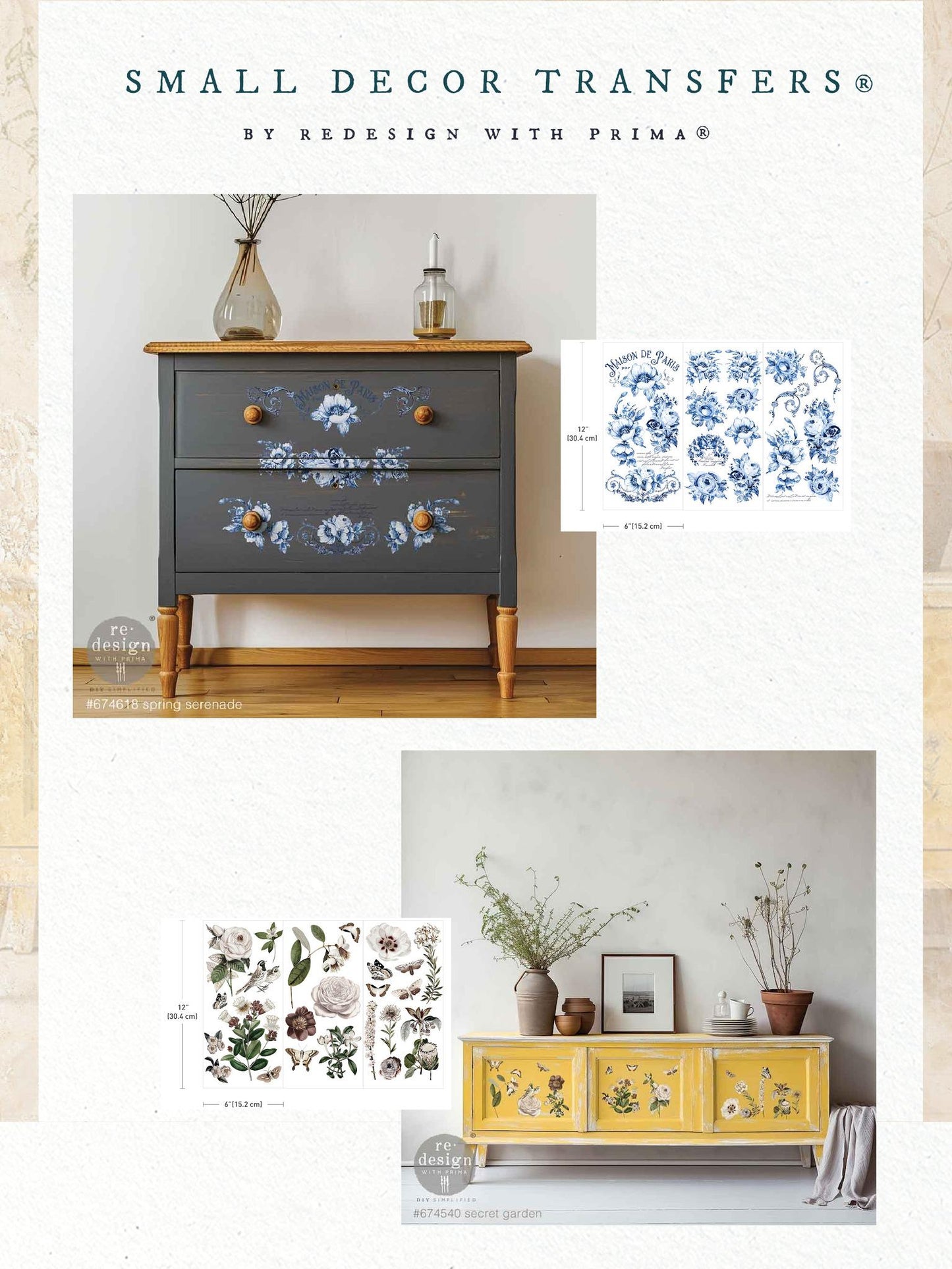 Mini Decor Transfers® - Spring Serenade | 6” x 12” | Redesign with Prima
