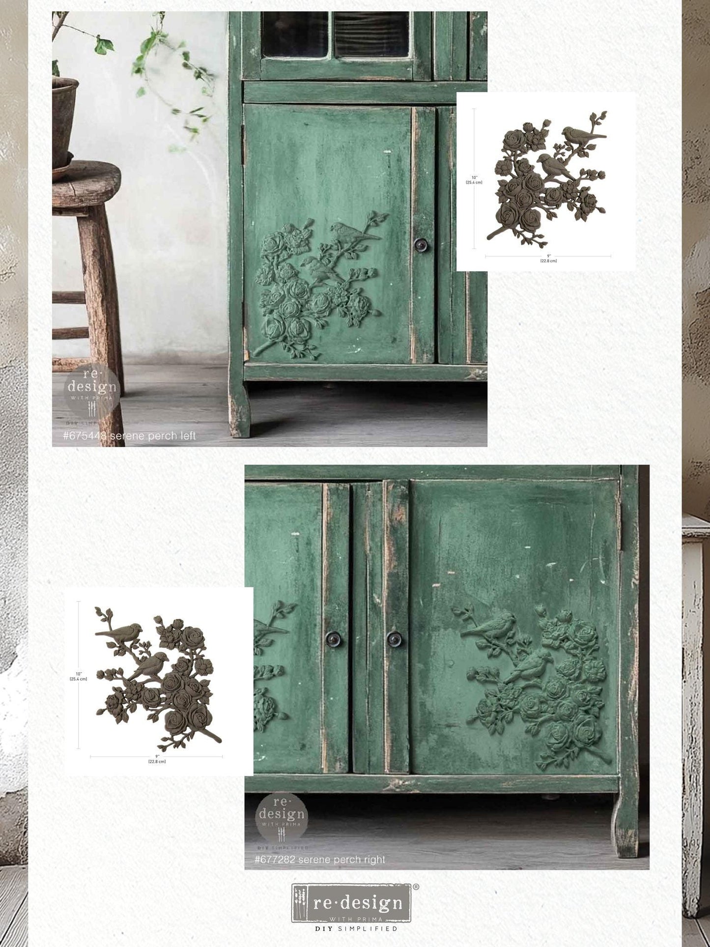 Décor Poly™ - Serene Perch (left) | 1 pc, 10"x9" | bendable poly | Furniture Appliqué | Redesign with Prima