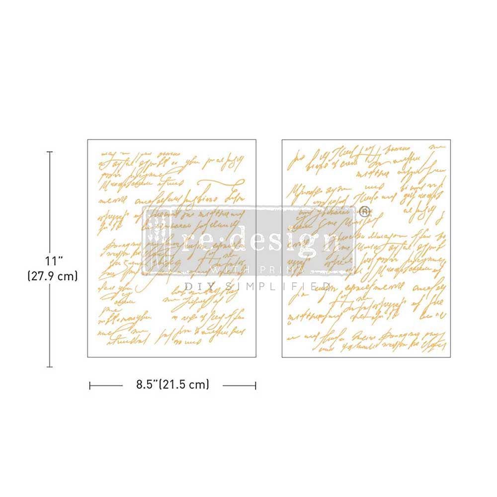 Middy Decor Transfers® - Shimmering Script Foil | Kacha | 2 sheets, 8.5 x 11” | Redesign with Prima