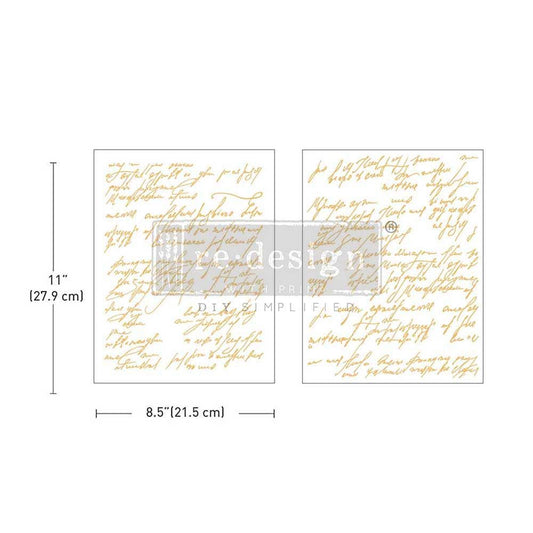 Middy Decor Transfers® - Shimmering Script Foil | Kacha | 2 sheets, 8.5 x 11” | Redesign with Prima
