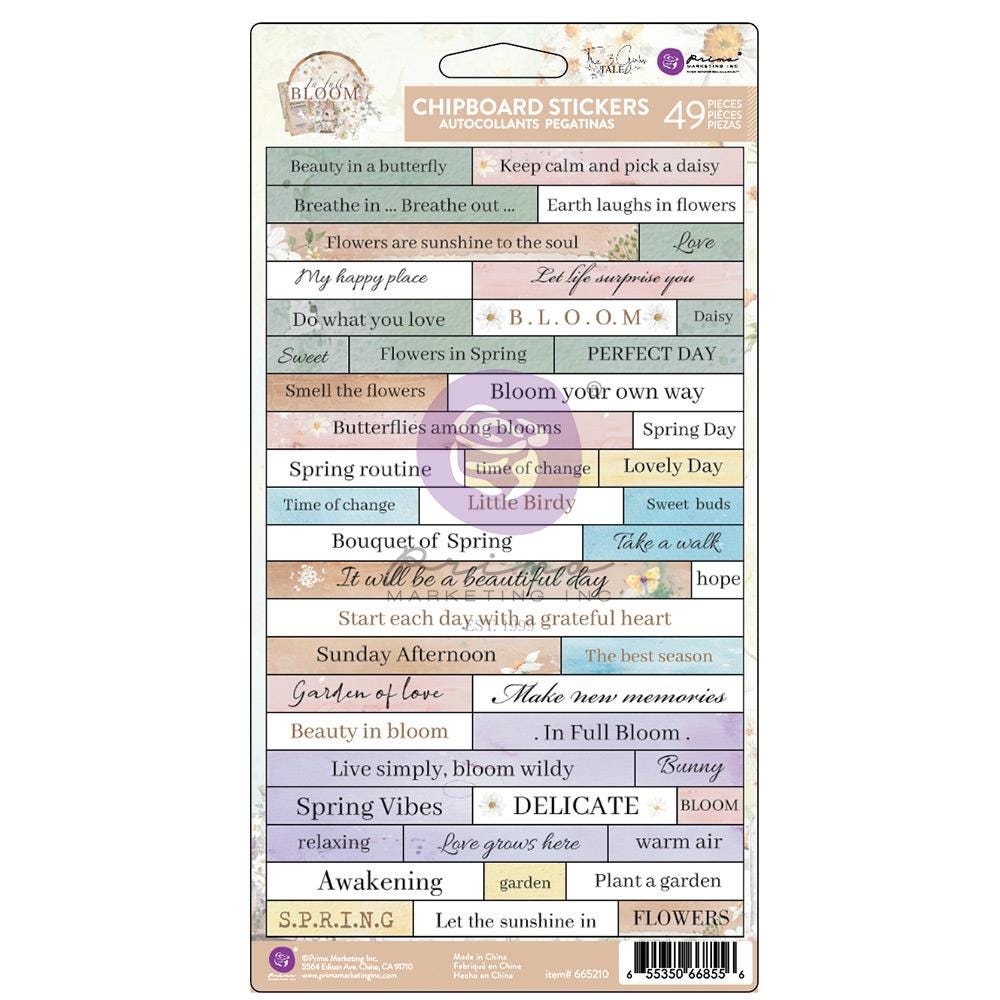 In Full Bloom Collection Chipboard Stickers, 49 pcs | Prima Marketing, Inc.