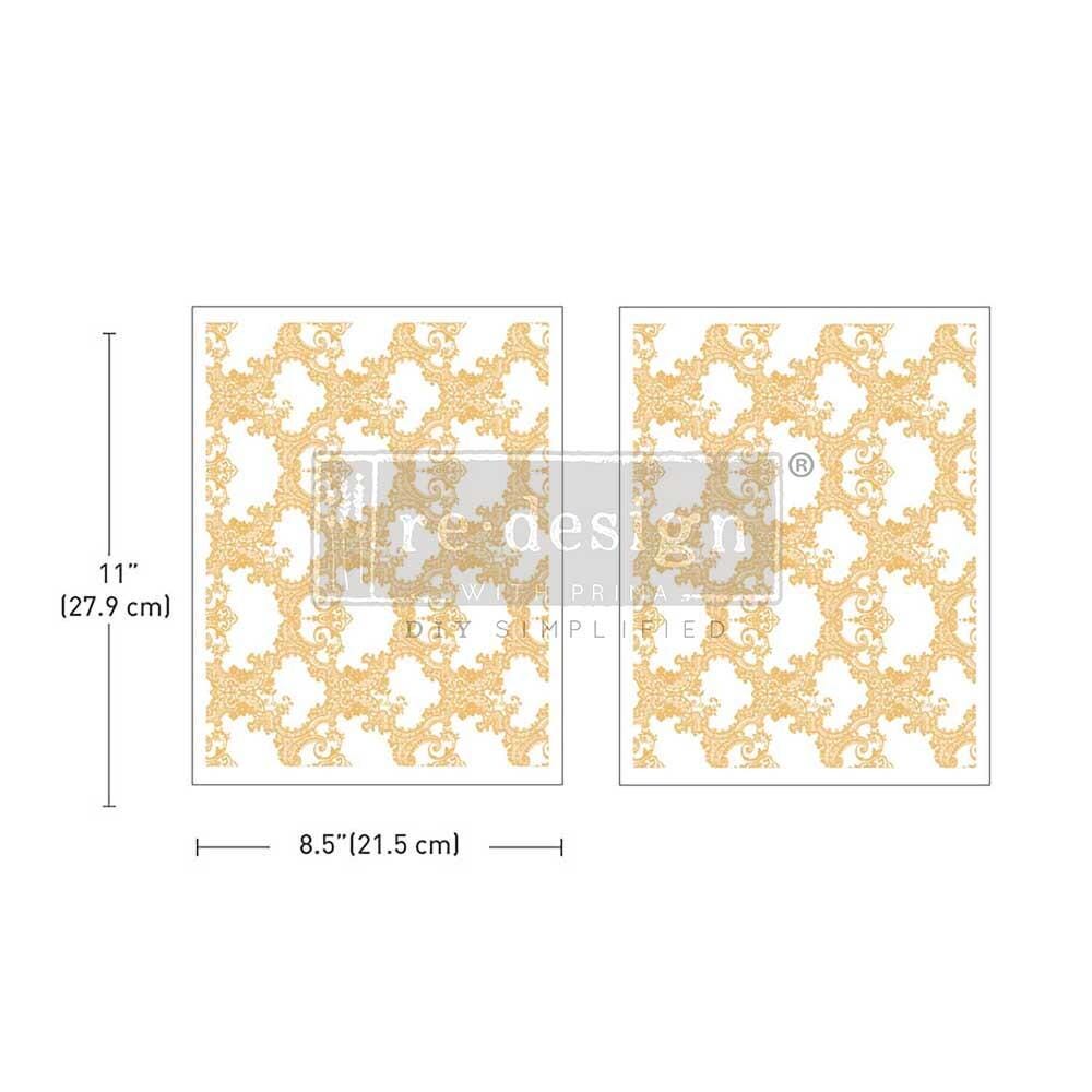 Middy Decor Transfers® - Golden Lacework Foil | Kacha | 2 sheets, 8.5 x 11” | Re•design with Prima