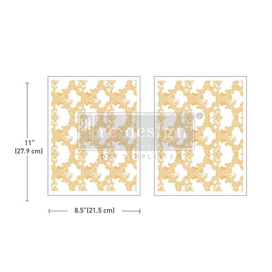 Middy Decor Transfers® - Golden Lacework Foil | Kacha | 2 sheets, 8.5 x 11” | Re•design with Prima