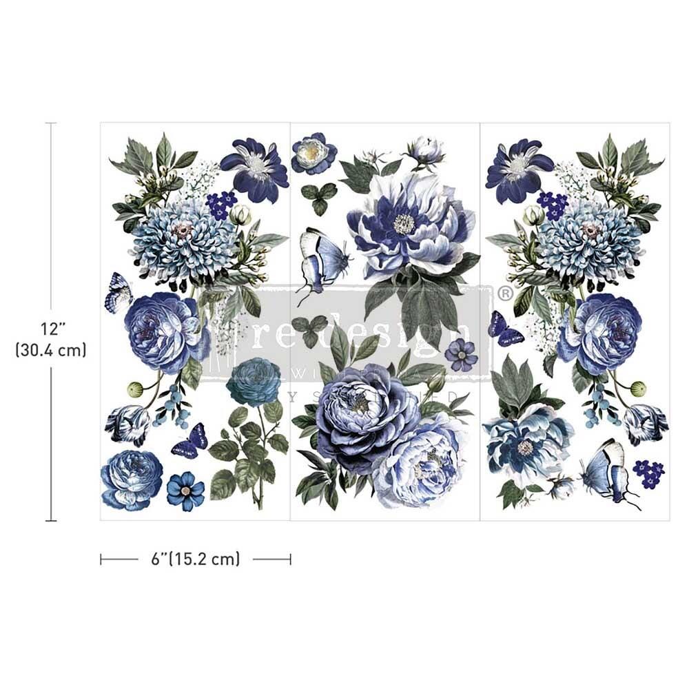 Mini Decor Transfers® - Indigo Petals | 6” x 12” | Redesign with Prima