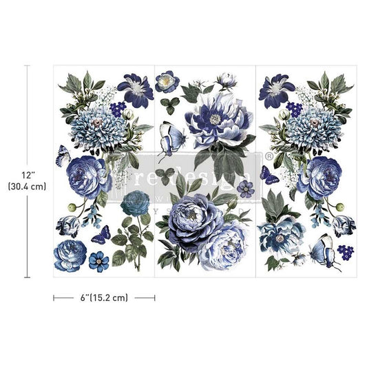 Mini Decor Transfers® - Indigo Petals | 6” x 12” | Redesign with Prima