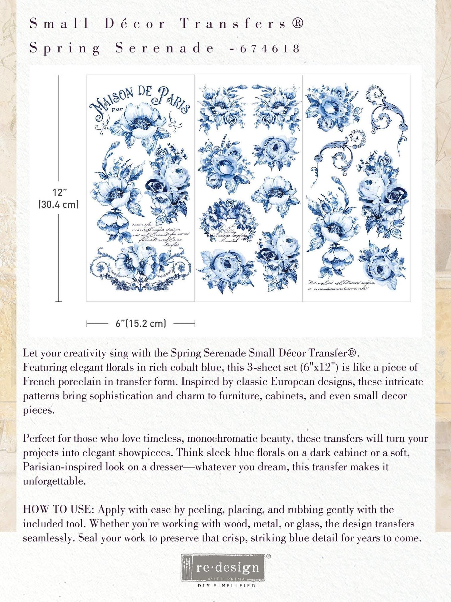 Mini Decor Transfers® - Spring Serenade | 6” x 12” | Redesign with Prima
