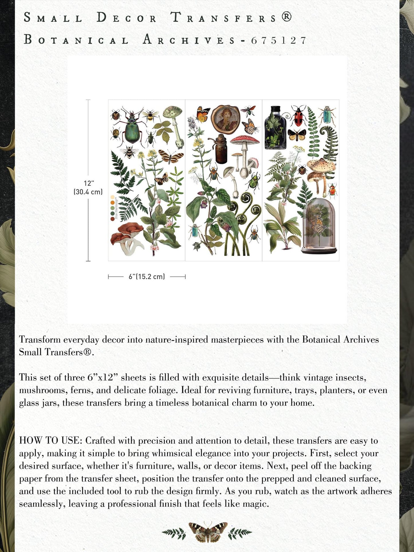 Mini Decor Transfers® - Botanical Archives | 3 pc, 6”x12” | Redesign with Prima