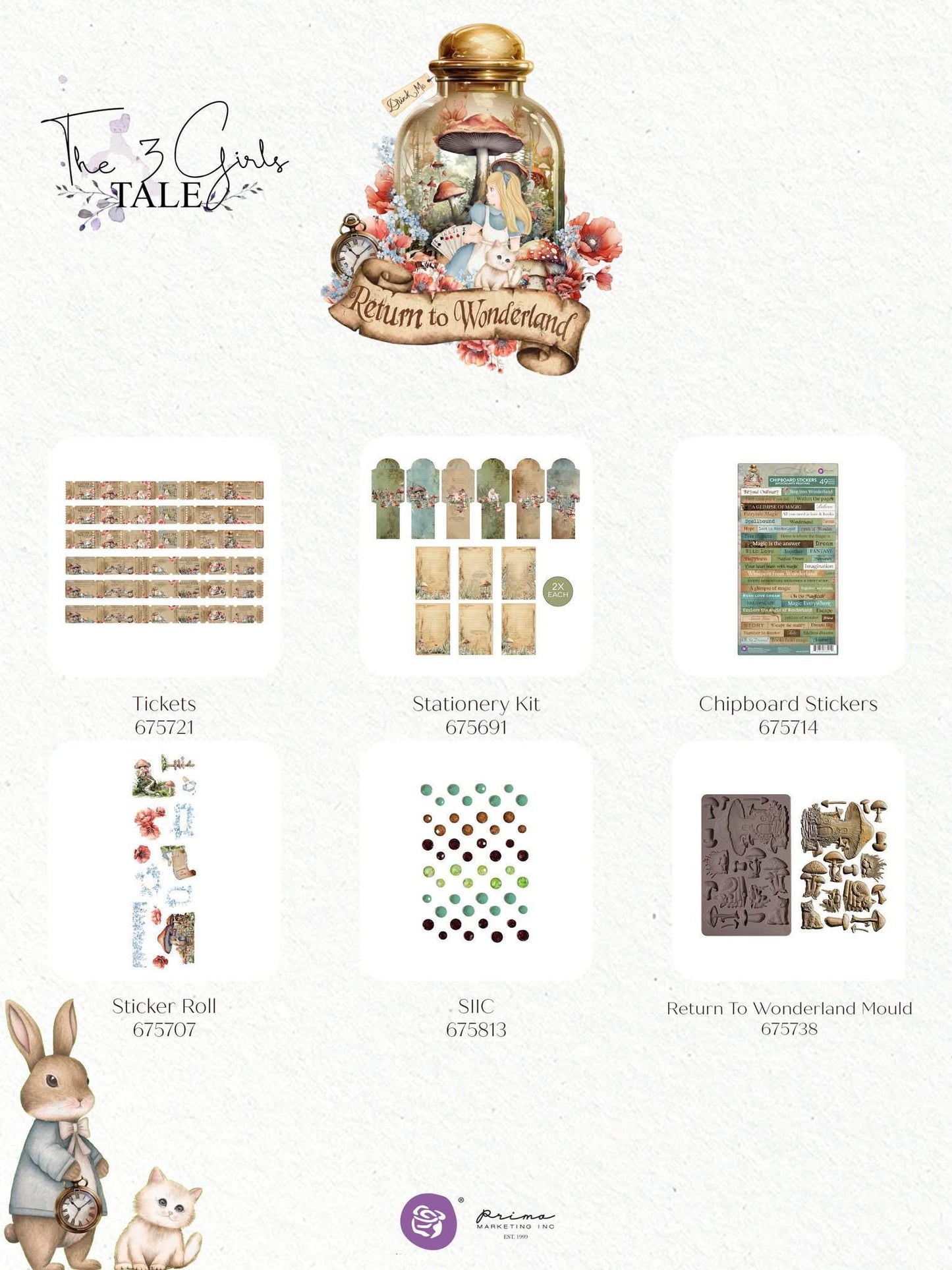 Return To Wonderland Collection Chipboard Stickers - 49 pcs | Prima Marketing Inc.
