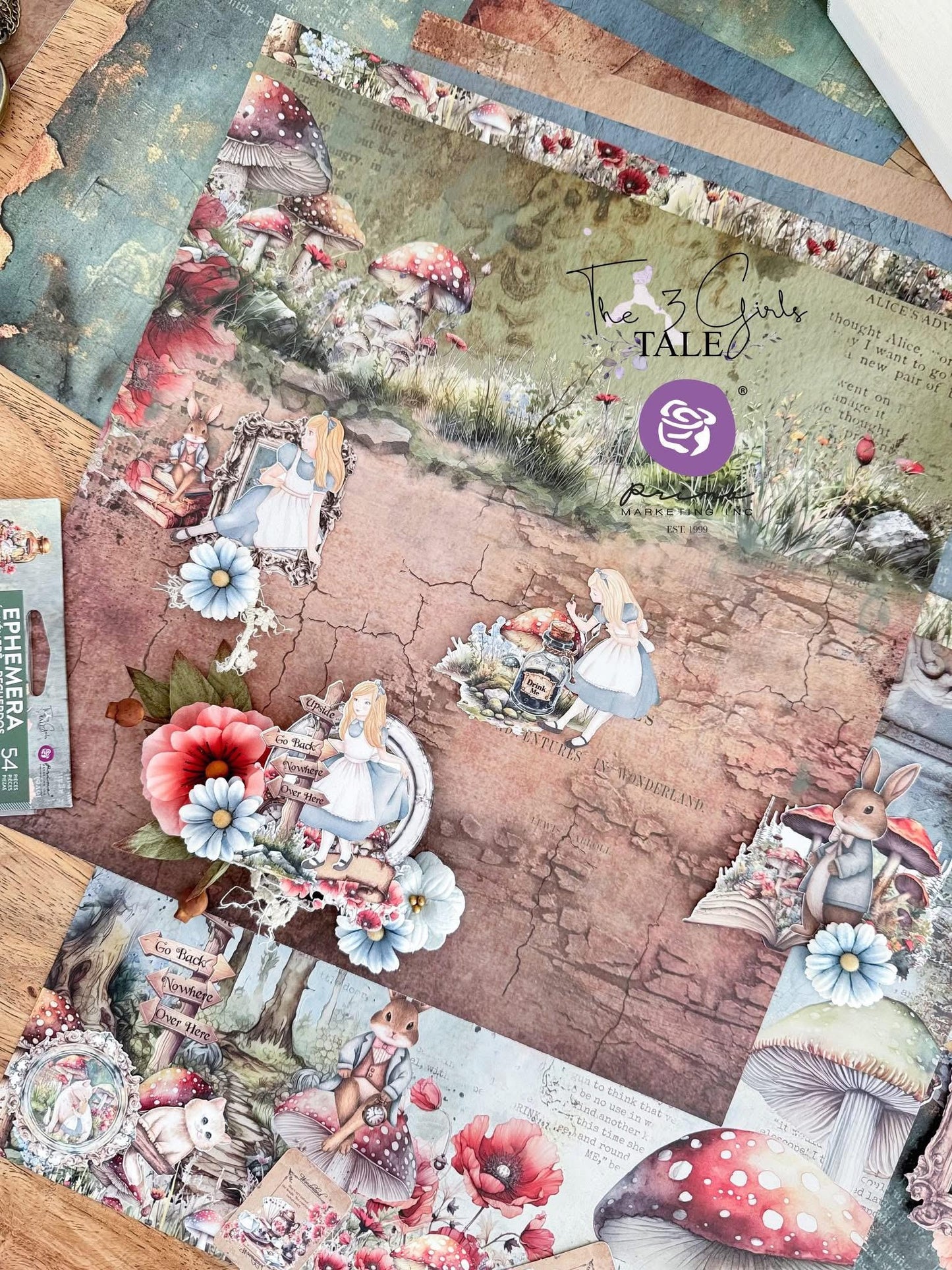 Return To Wonderland Collection Flowers - Alice's Dream, 8 pcs| Three Girls Tale | Prima Marketing Inc.