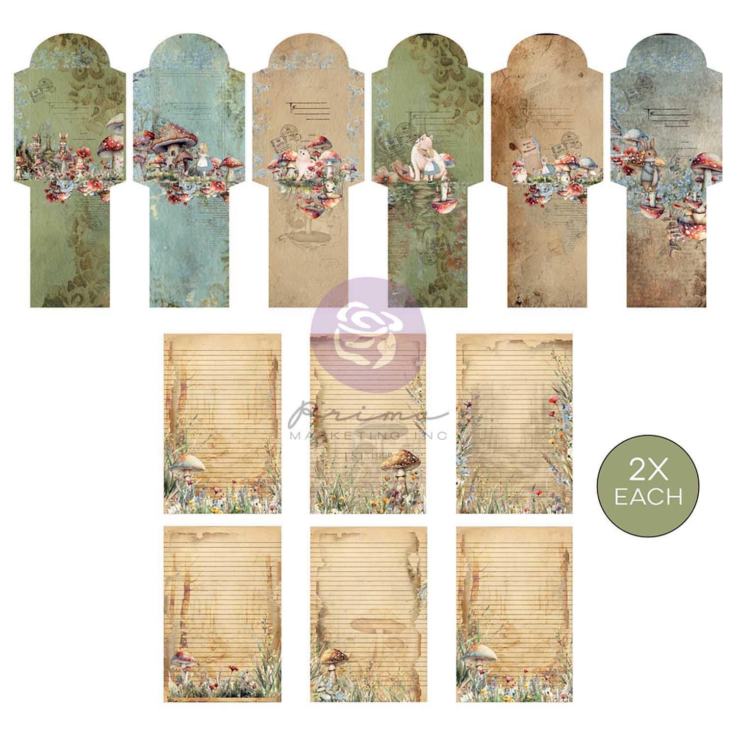 Return To Wonderland Collection Postcards - 12 envelopes, 12 pcs stationery X 2 | Prima Marketing Inc.