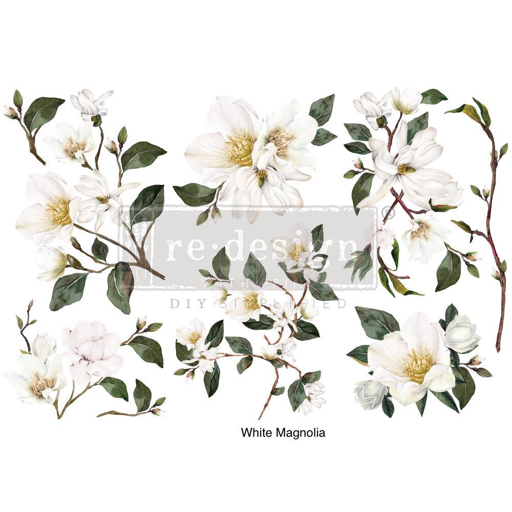 Mini Decor Transfers® - White Magnolia | 6"x12"| Redesign with Prima