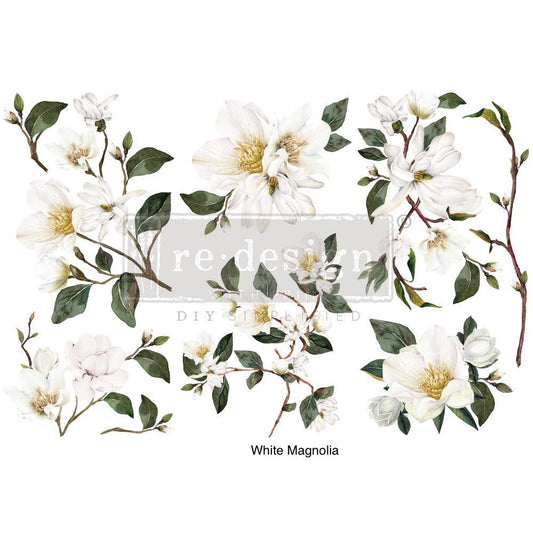 Mini Decor Transfers® - White Magnolia | 6"x12"| Redesign with Prima