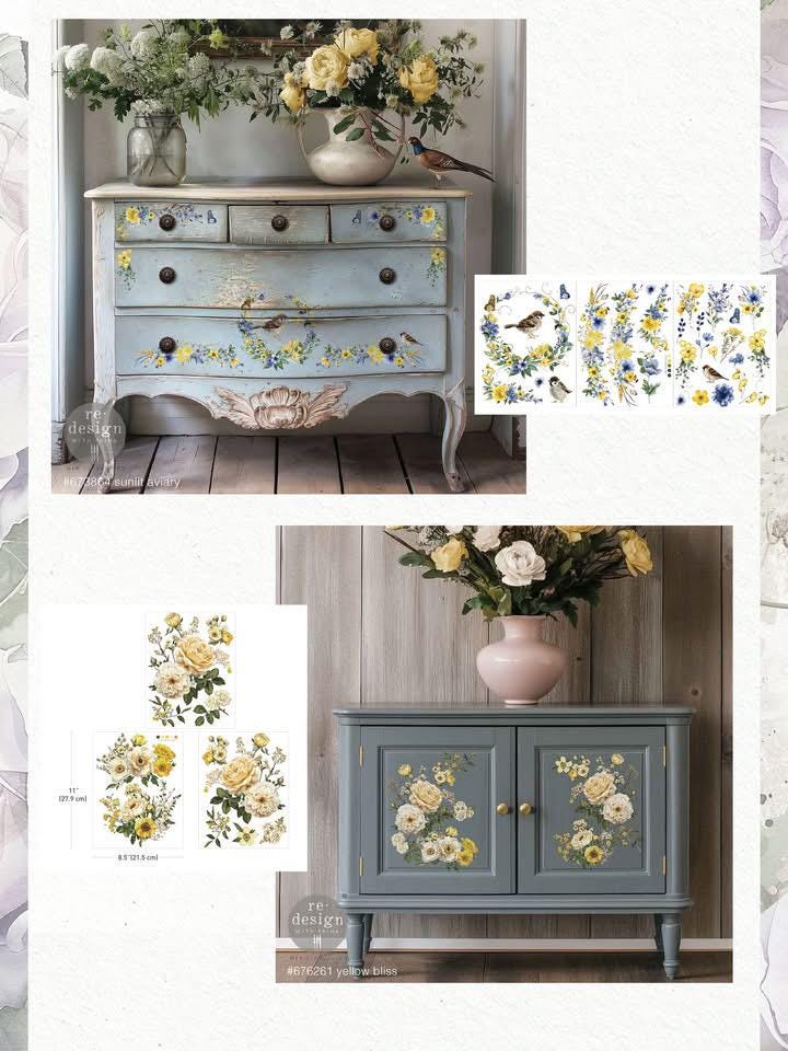 Middy Decor Transfers® - Sunlit Aviary | 3 sheets, 8.5”x11” | Redesign with Prima
