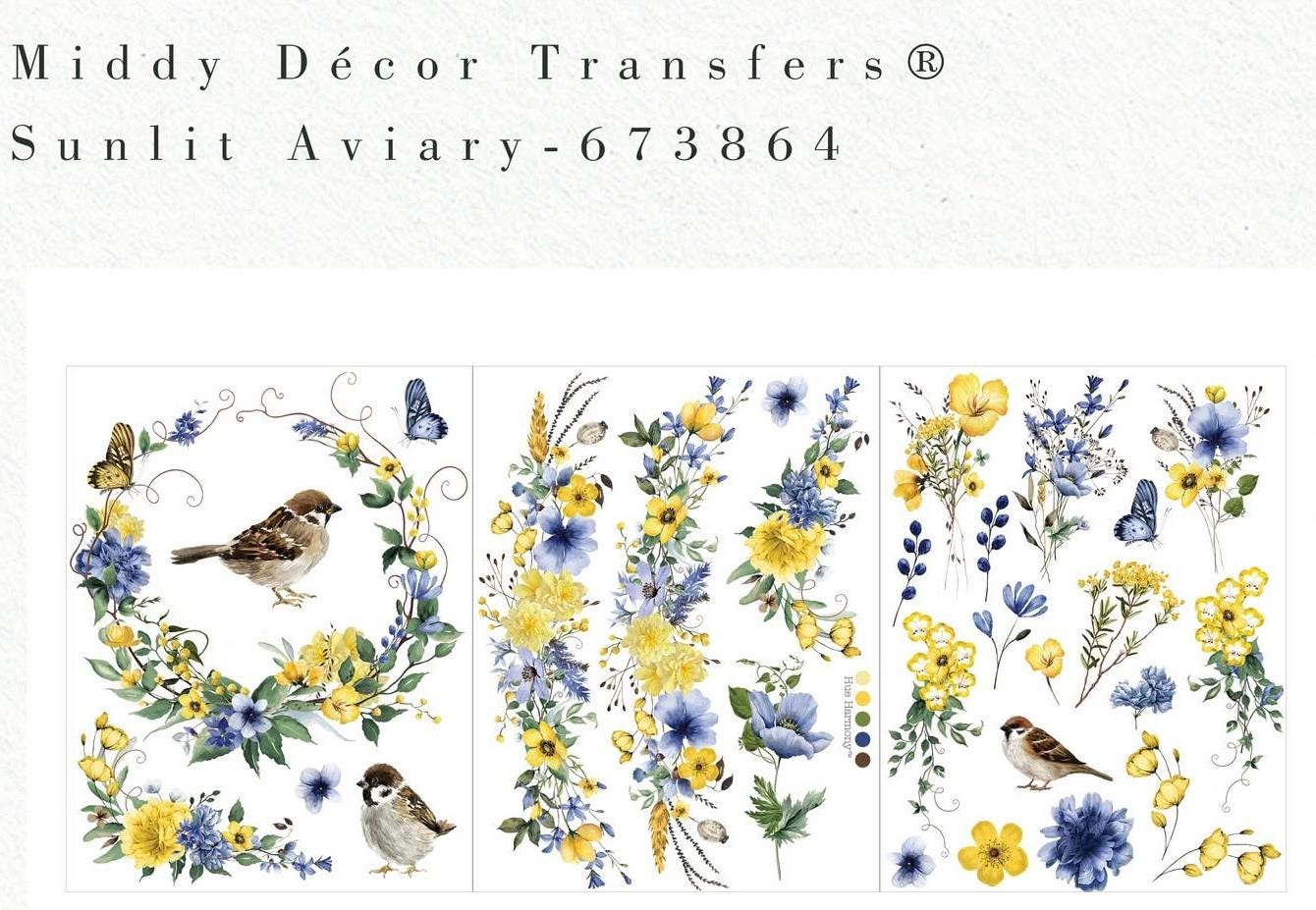 Middy Decor Transfers® - Sunlit Aviary | 3 sheets, 8.5”x11” | Redesign with Prima