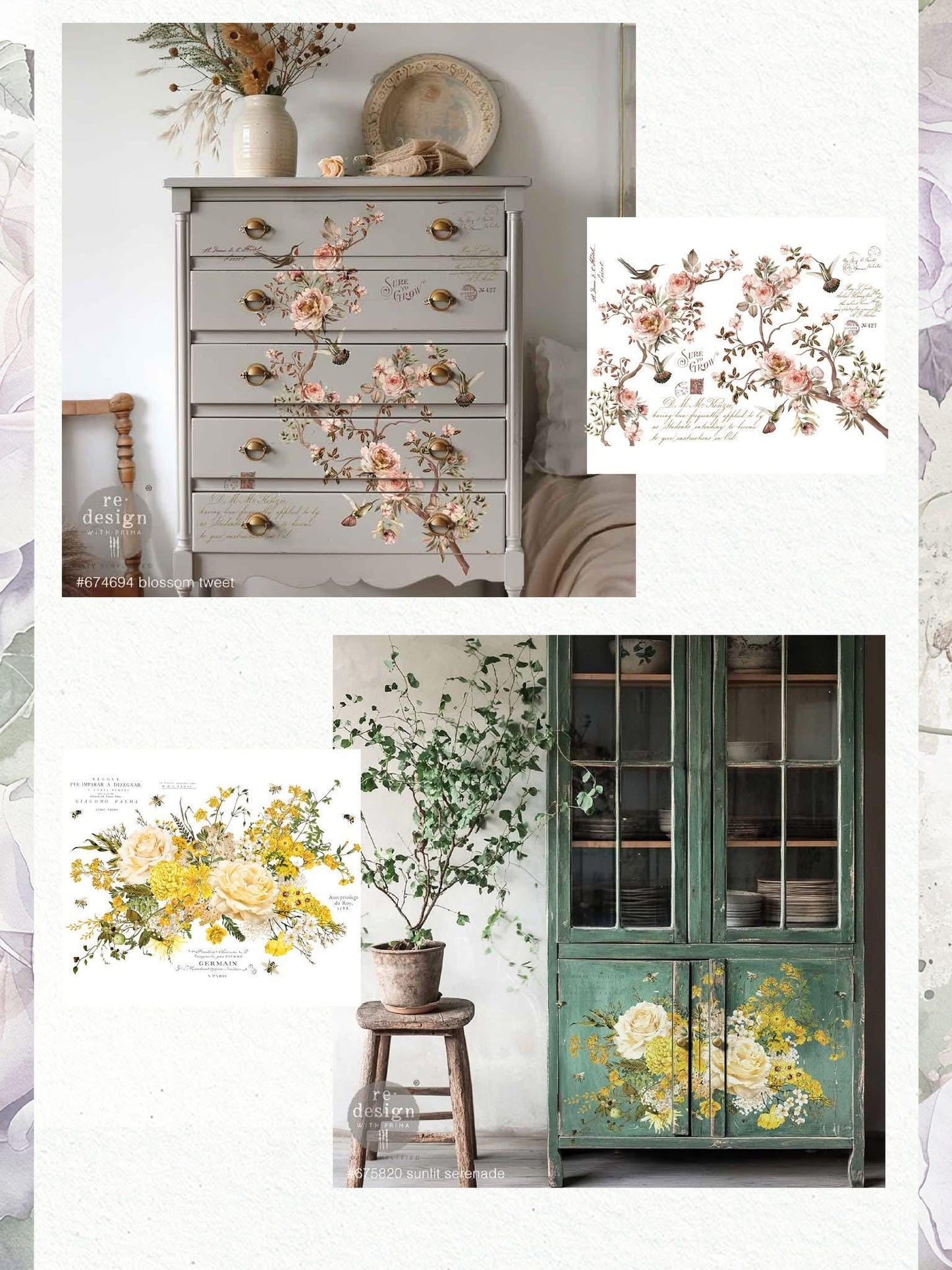 Large Decor Transfers® - Blossom Tweet | 4 sheets, 24”x35” | Redesign with Prima