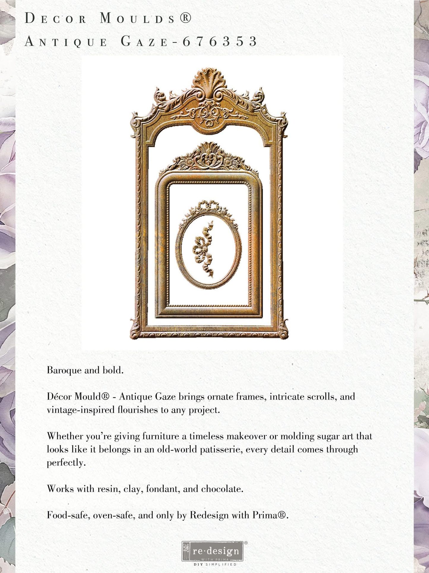 Decor Mould® - Antique Gaze | 5”x8”x8mm | Frame | Redesign with Prima