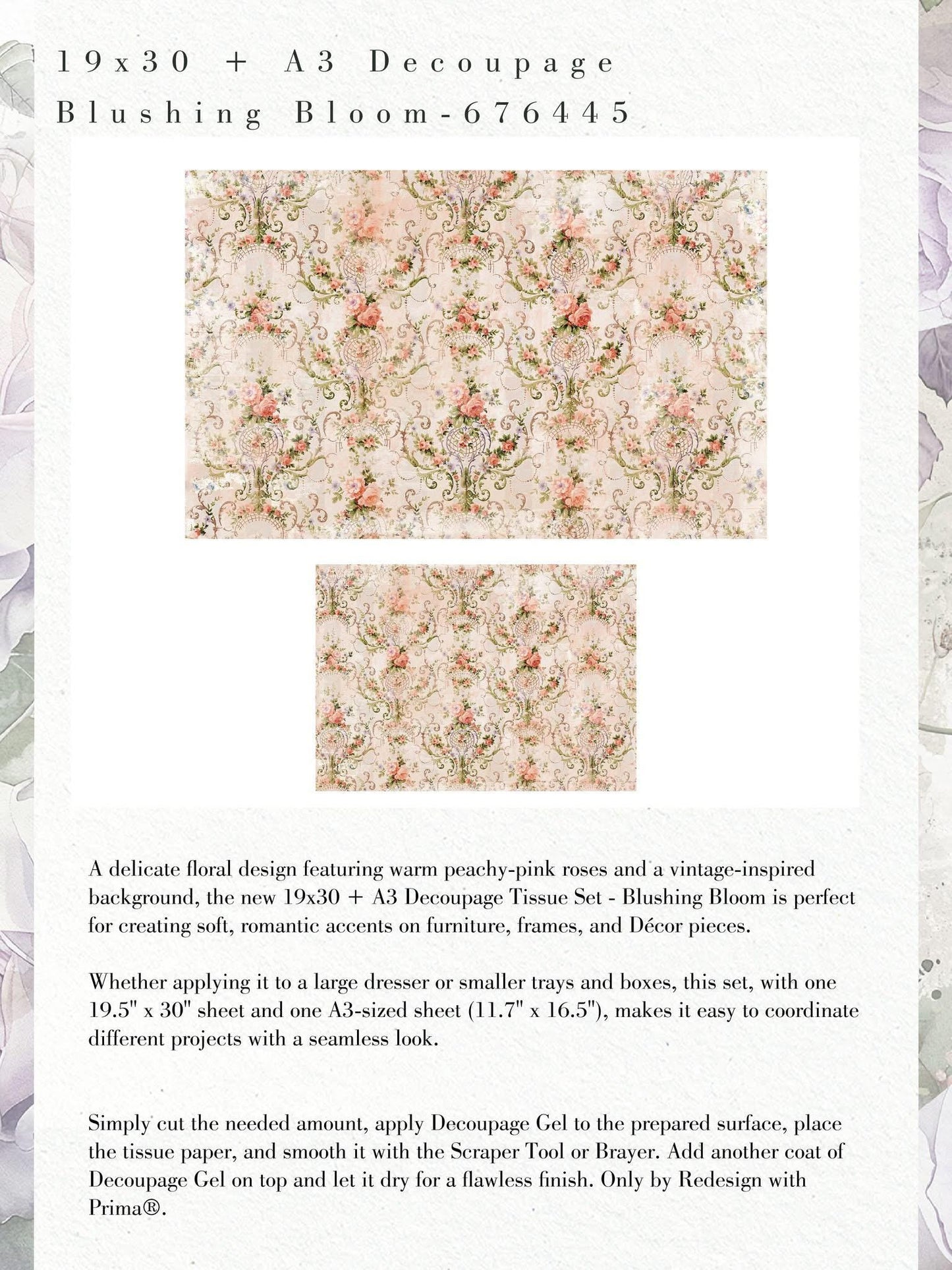 Double Delight Decoupage Fiber Set - Blushing Bloom | 2 sizes | Redesign with Prima®