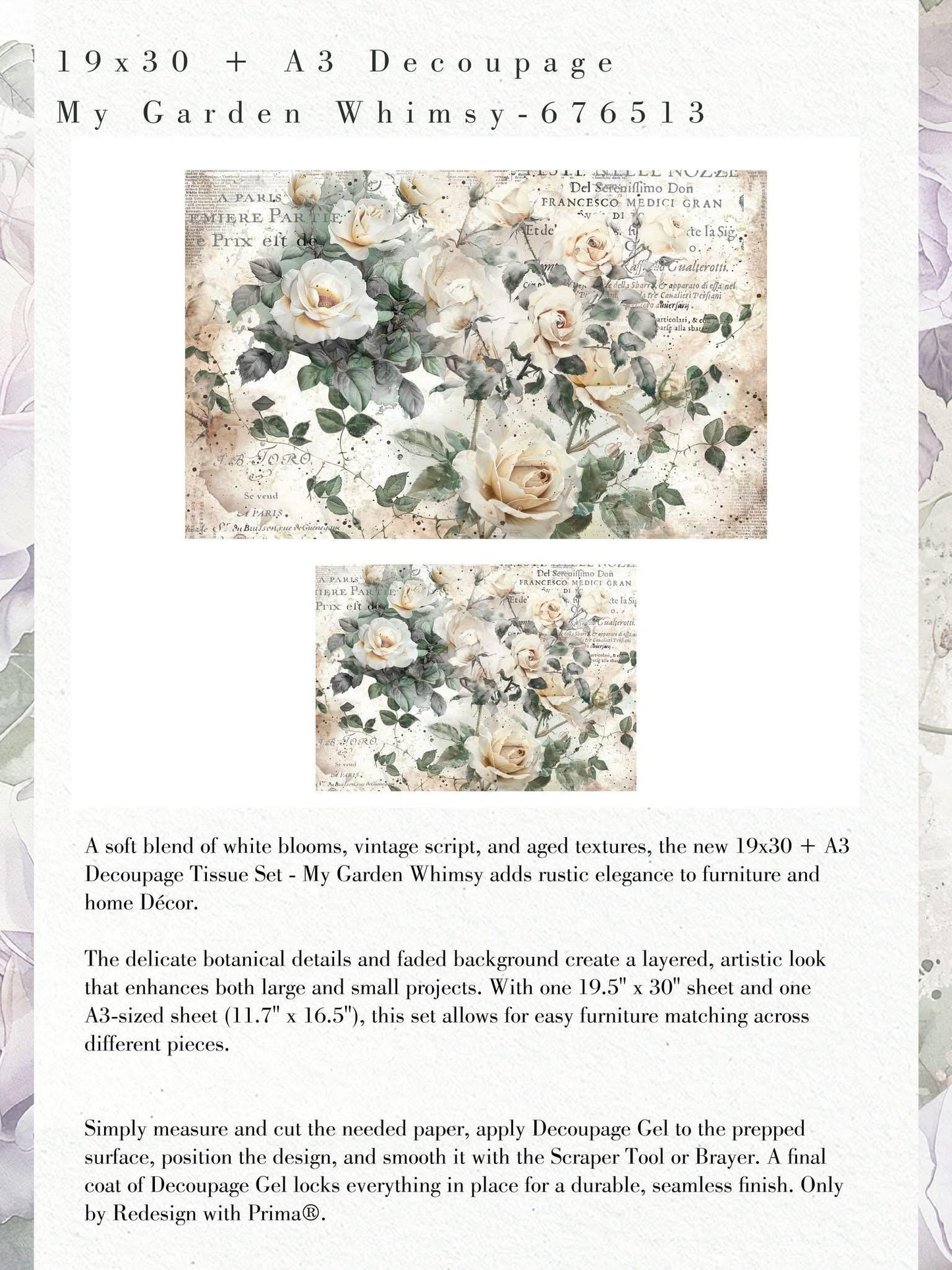Double Delight Decoupage Fiber Set - My Garden Whimsey | 2 sizes | Redesign with Prima