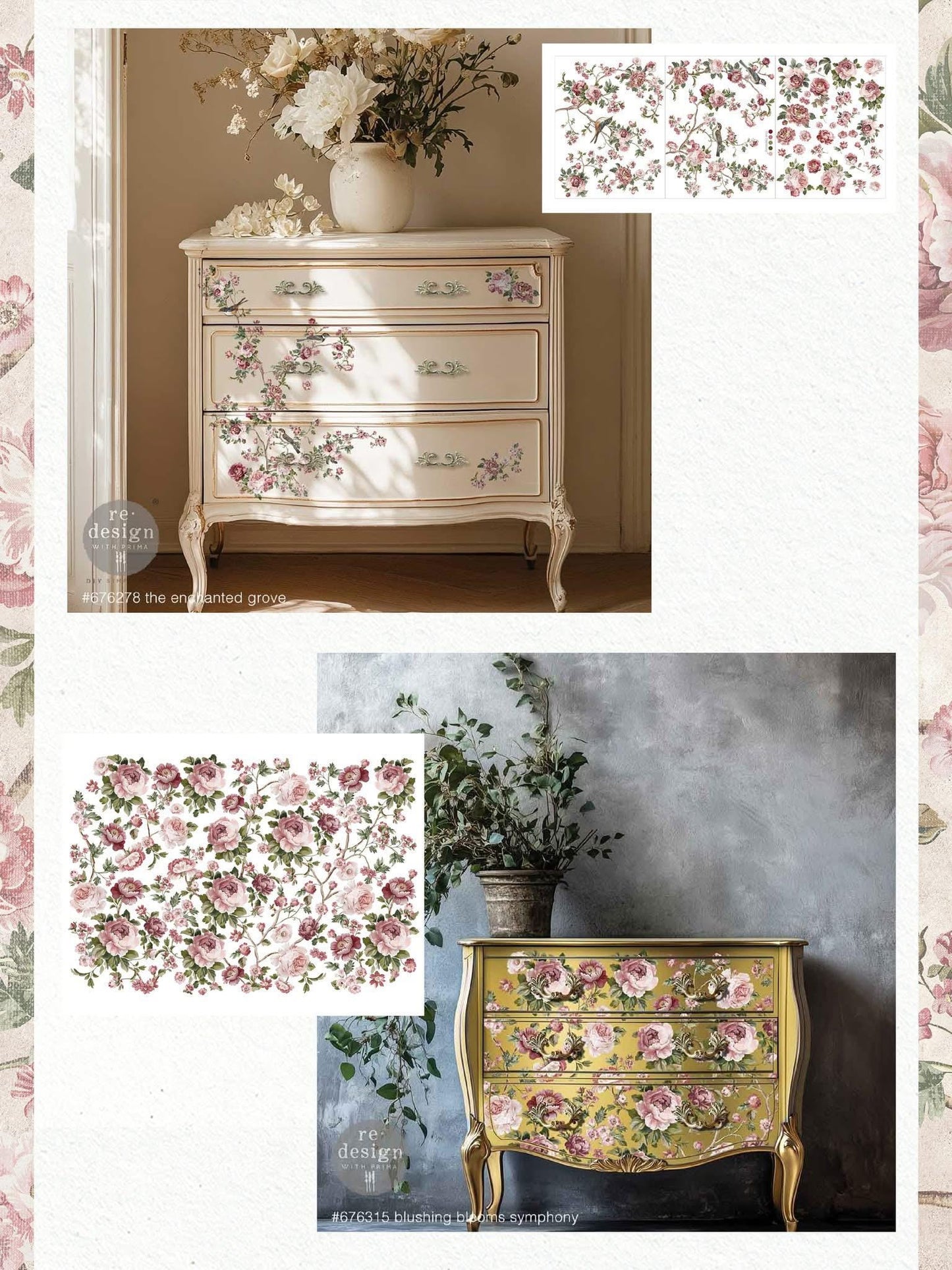 Decoupage Tissue Paper - Timeless Blooms | Kacha | 19.5”x30” | Redesign with Prima