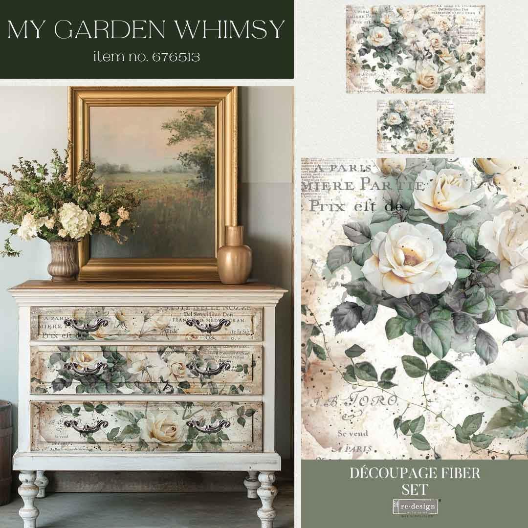 Double Delight Decoupage Fiber Set - My Garden Whimsey | 2 sizes | Redesign with Prima