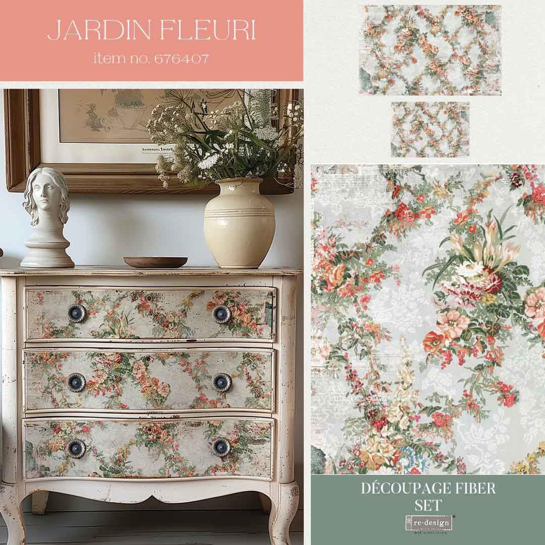 Double Delight Decoupage Fiber Set - Jardin Fleuri | 2 sizes | Redesign with Prima