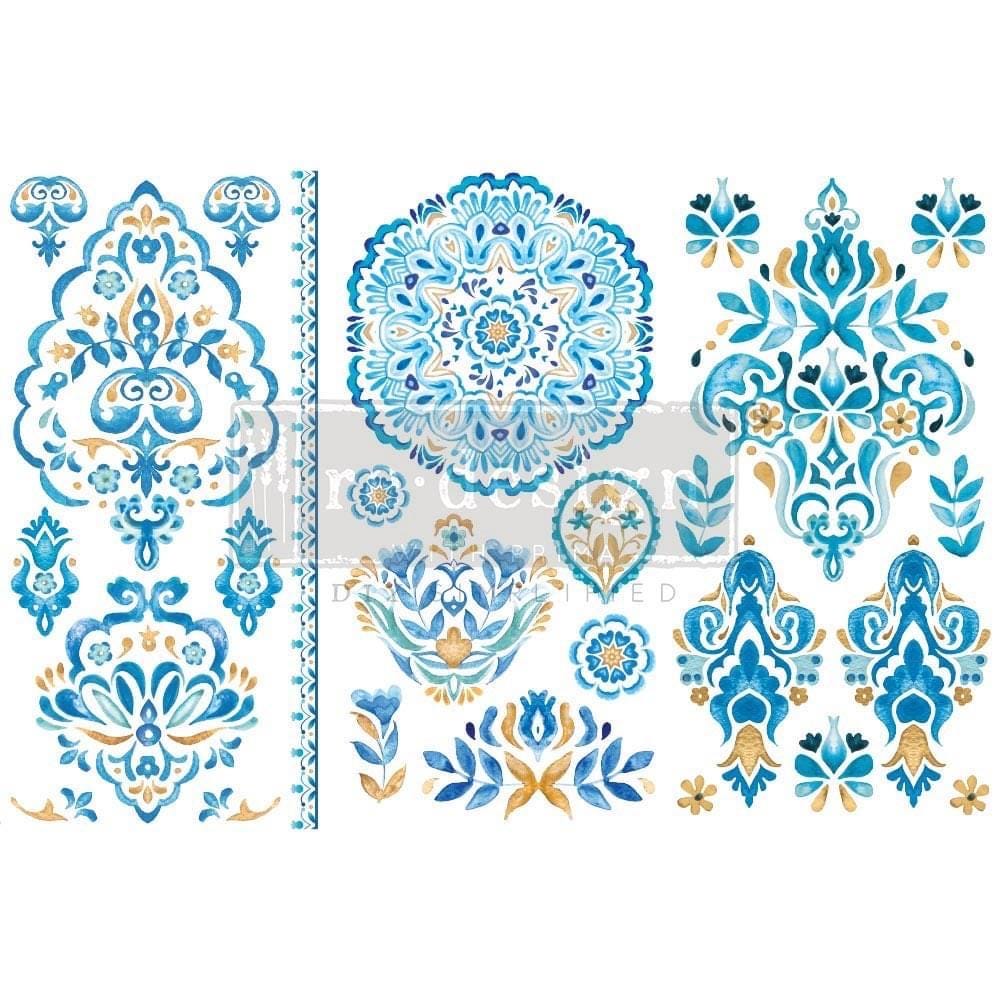 Mini Decor Transfers® - Artisinal Tile | Turquoise | 6"x12"-3 sheets | Redesign with Prima