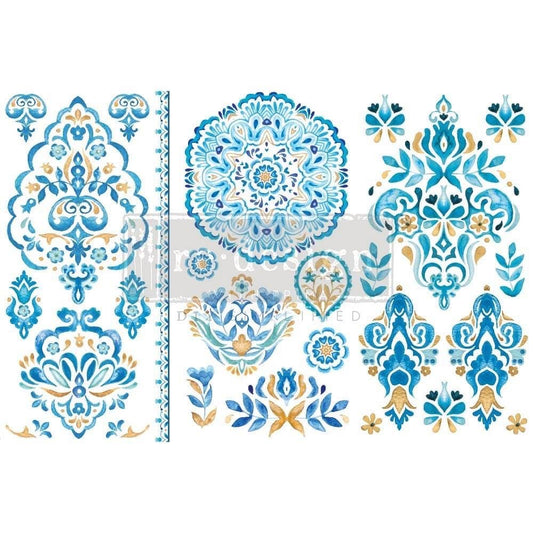 Mini Decor Transfers® - Artisinal Tile | Turquoise | 6"x12"-3 sheets | Redesign with Prima
