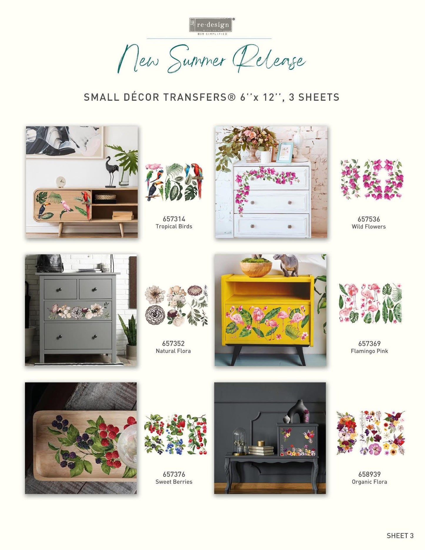 Mini Decor Transfers® - Natural Flora | 6"x12"-3 sheets | Redesign with Prima