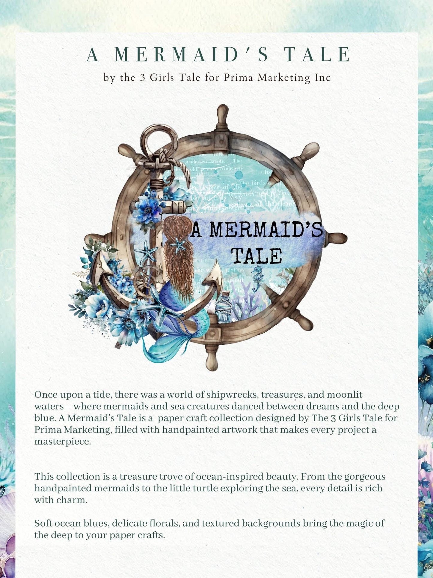 A Mermaid's Tale Collection Flowers - Sea Treasures, 16 pcs | Three Girls Tale | Prima Marketing Inc
