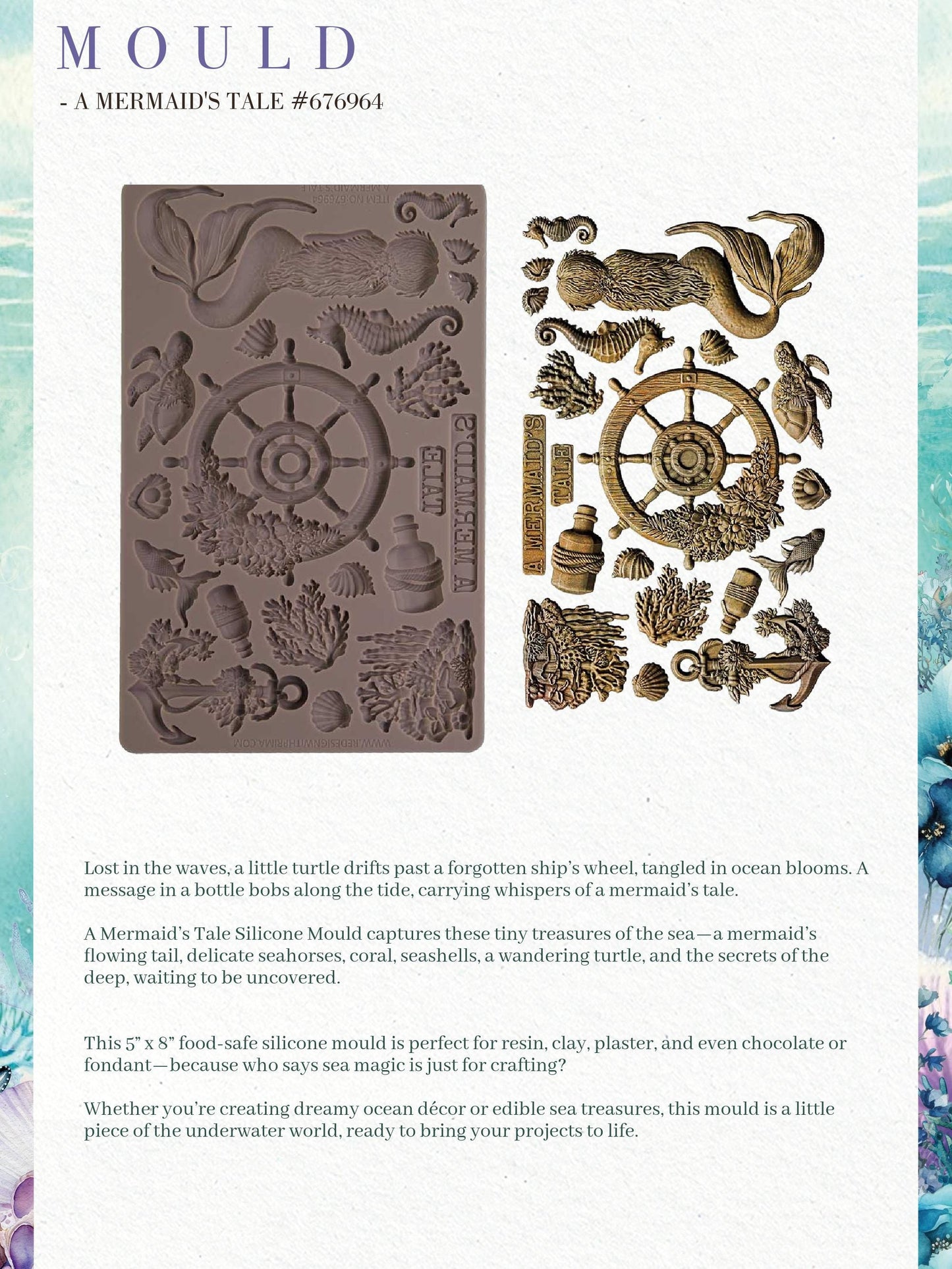A Mermaid's Tale Collection Flowers - Ocean Mist, 9 pcs | Three Girls Tale | Prima Marketing Inc