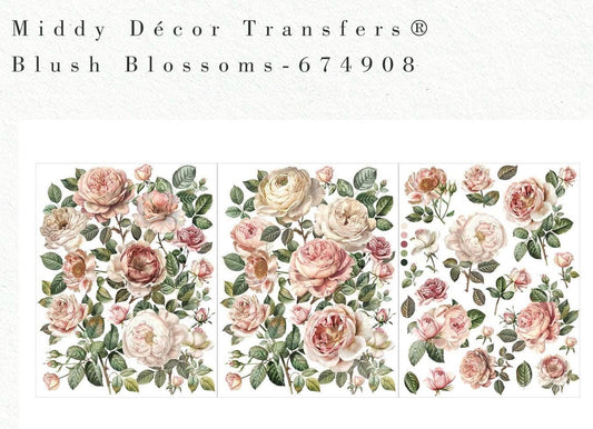Middy Decor Transfers® - Blush Blossoms | 3 sheets, 8.5”x11” | Redesign with Prima®