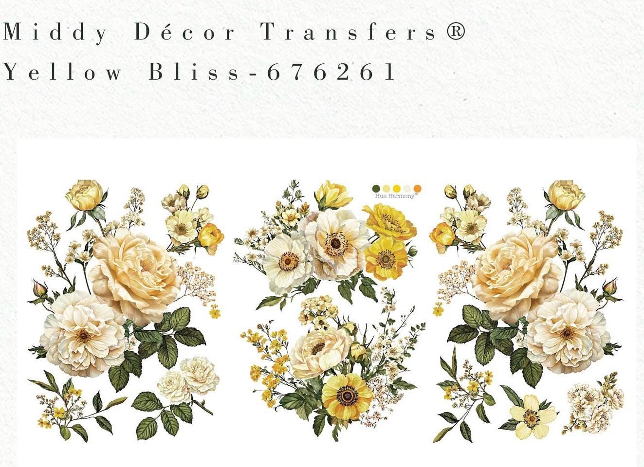 Middy Decor Transfers® - Yellow Bliss  | 3 sheets, 8.5”x11” | Redesign with Prima®