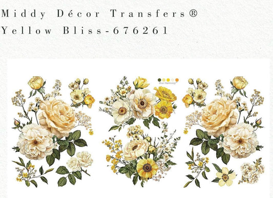 Middy Decor Transfers® - Yellow Bliss  | 3 sheets, 8.5”x11” | Redesign with Prima®