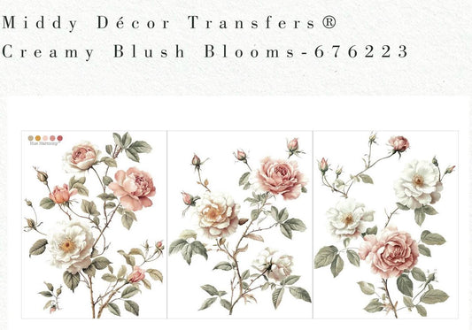 Middy Decor Transfers® - Creamy Blush Blossoms | 3 sheets, 8.5”x11” | Redesign with Prima®