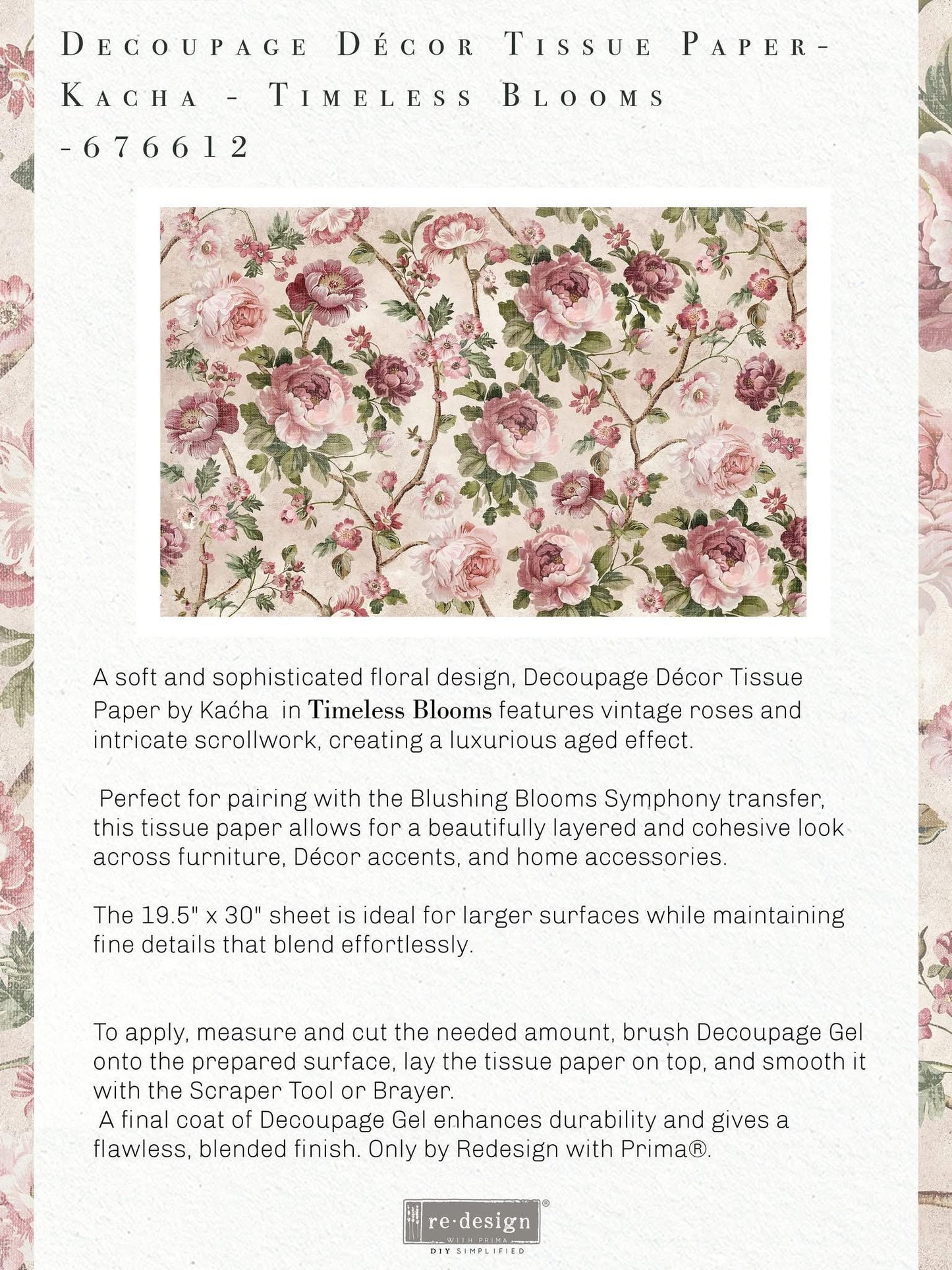Large Decor Transfers® - Blushing Blooms Symphony | Kacha | 24”x35” | Redesign with Prima