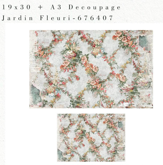 Double Delight Decoupage Fiber Set - Jardin Fleuri | 2 sizes | Redesign with Prima
