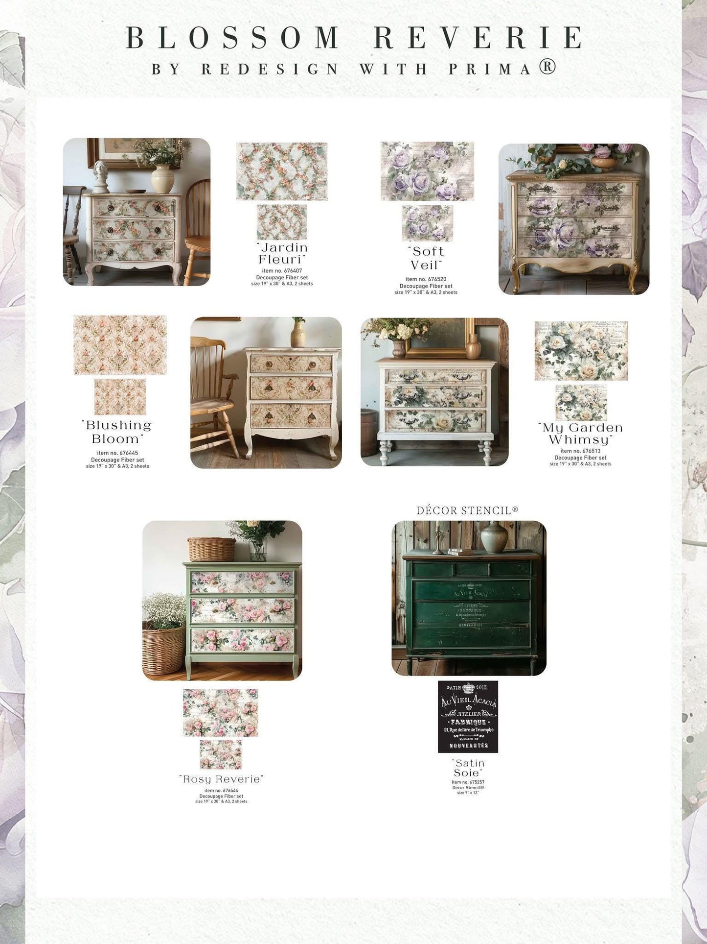 Double Delight Decoupage Fiber Set -  Rosy Reverie | 1-19x30”+1-11.7x16.5” | Redesign with Prima®