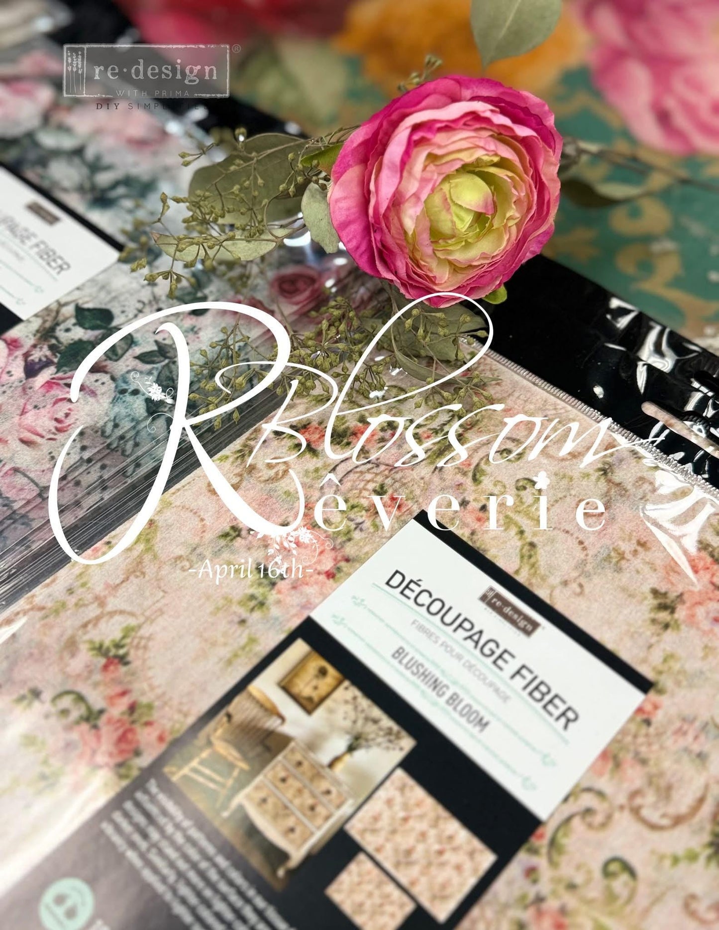 Double Delight Decoupage Fiber Set - Blushing Bloom | 2 sizes | Redesign with Prima®