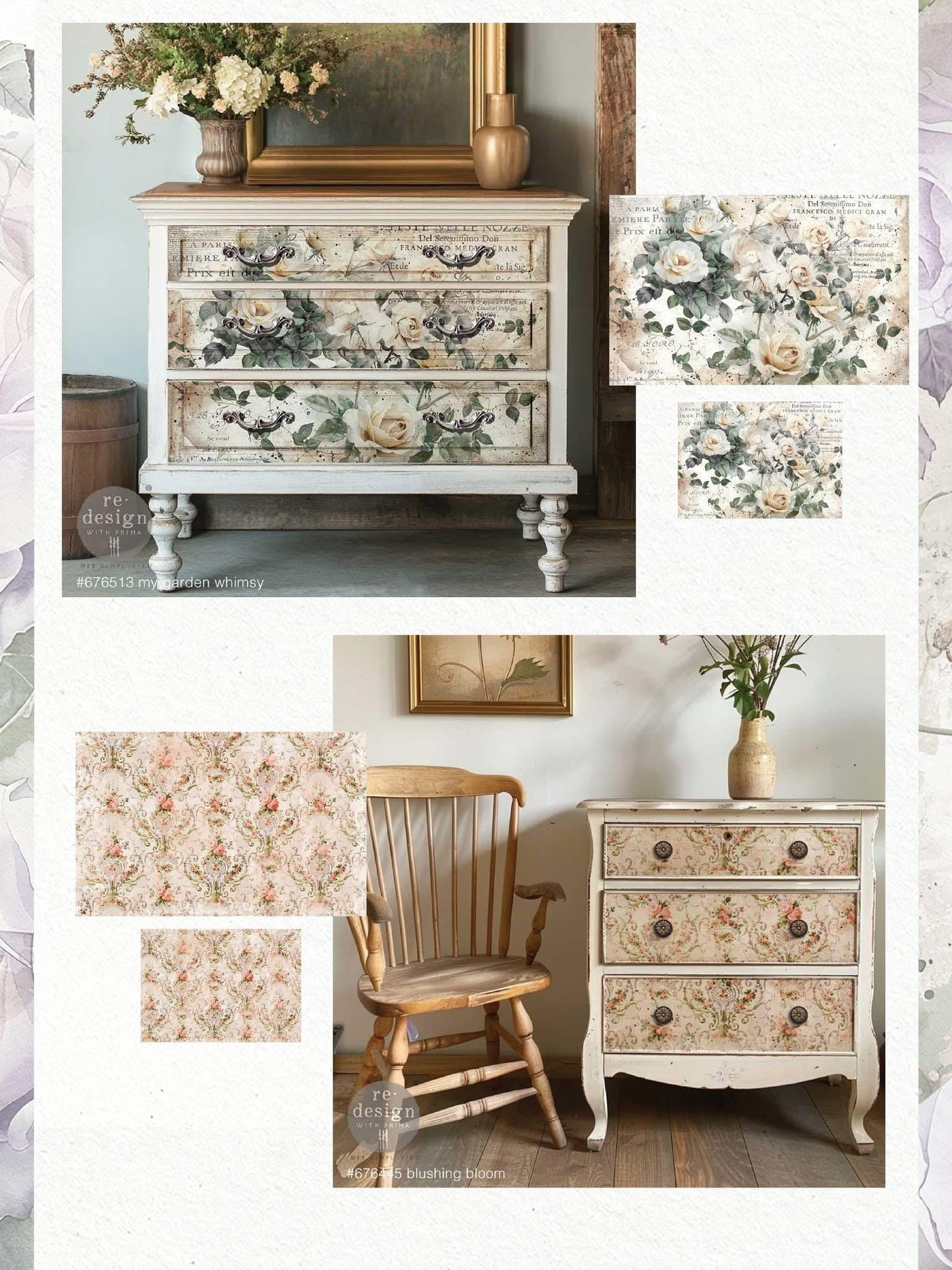 Double Delight Decoupage Fiber Set - My Garden Whimsey | 2 sizes | Redesign with Prima