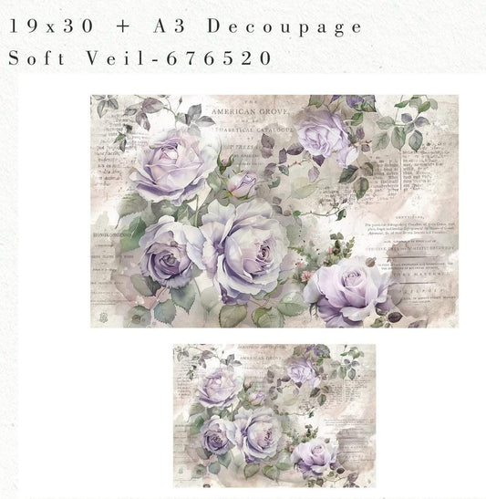 Double Delight Decoupage Fiber Set - Soft Veil | 1-19x30”+1-11.7x16.5” | Redesign with Prima®