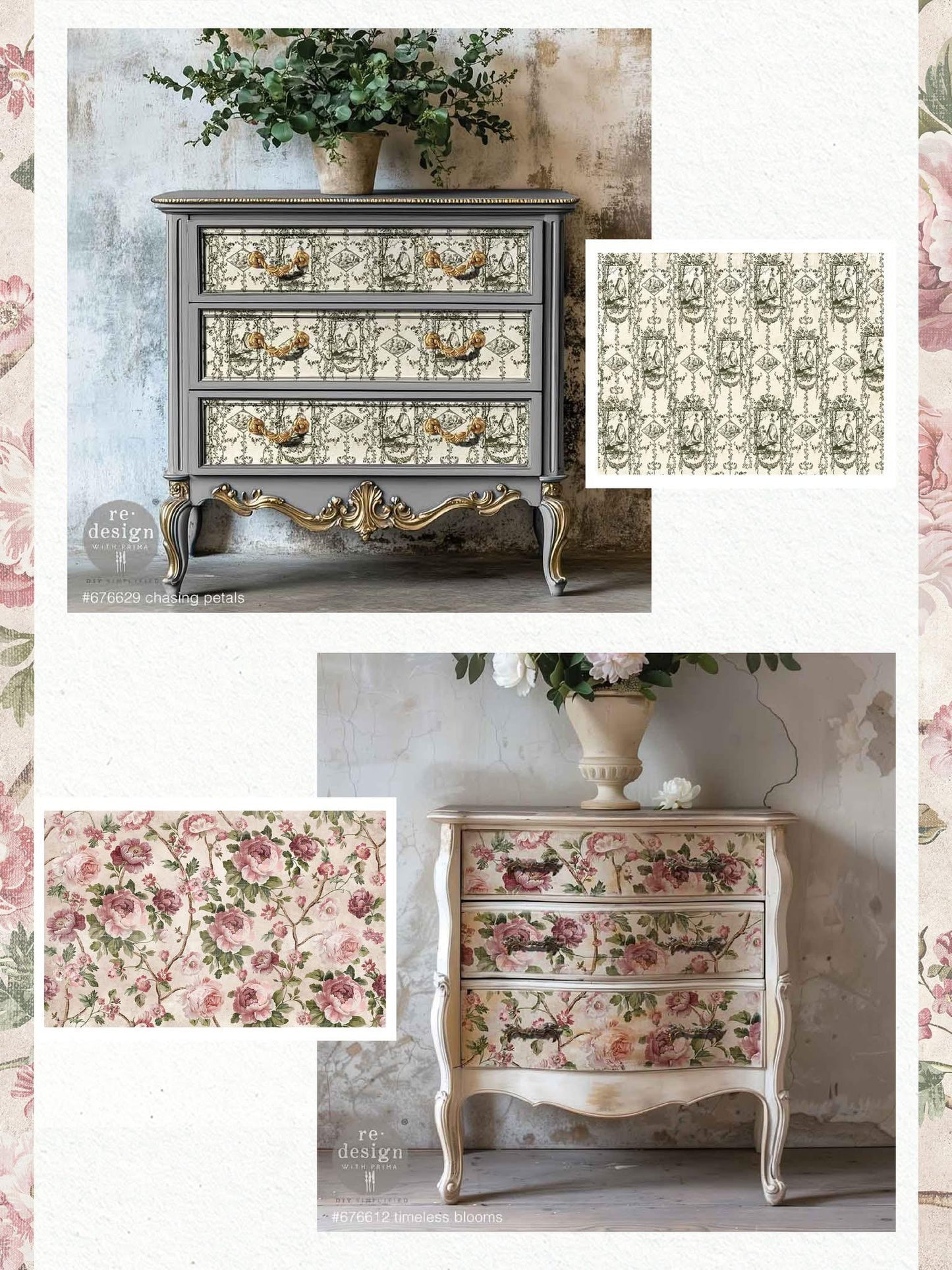 Decoupage Tissue Paper - Timeless Blooms | Kacha | 19.5”x30” | Redesign with Prima